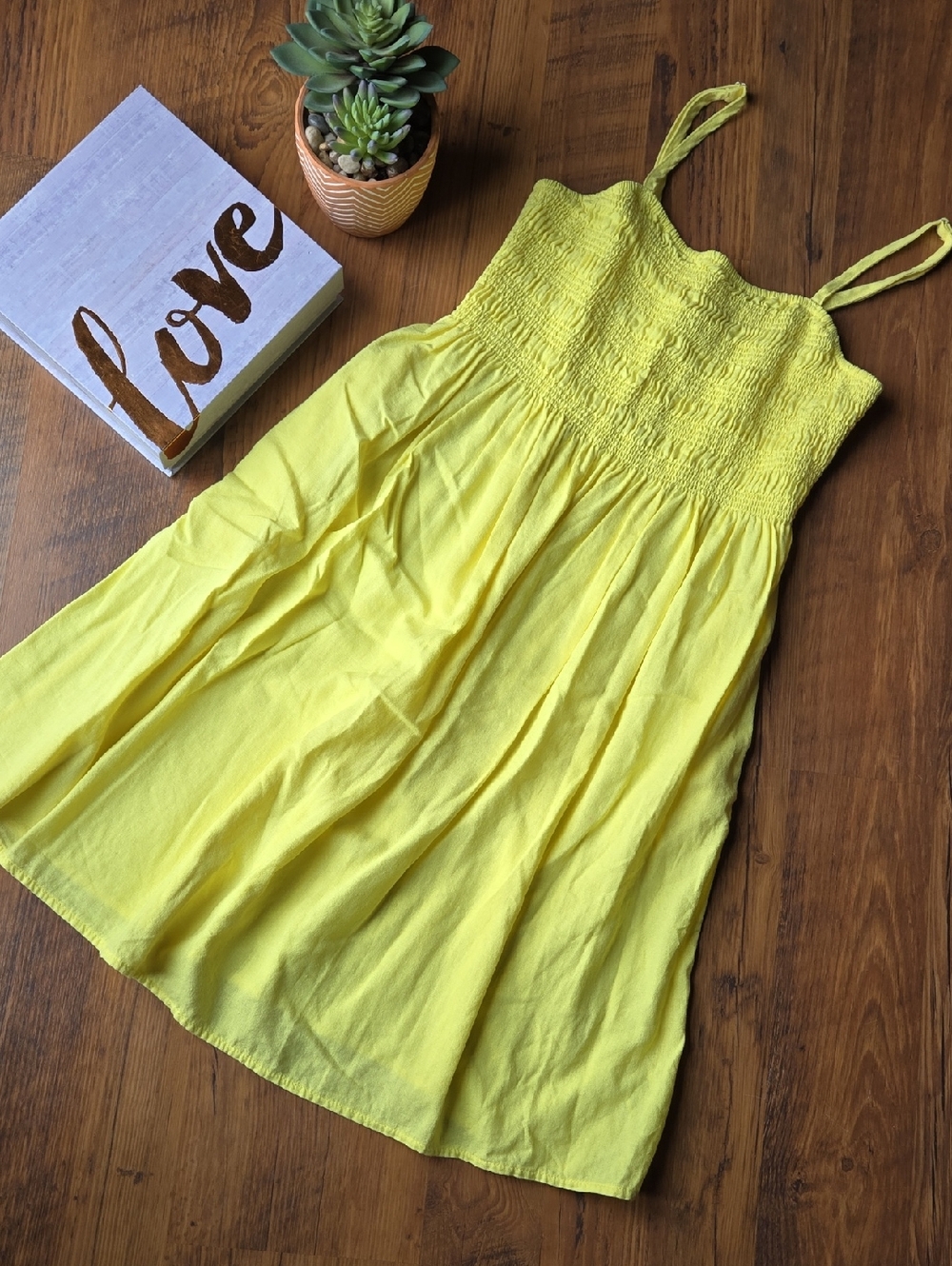 Universal Thread Bright Yellow Smocked Spaghetti-Strap Sundress Small